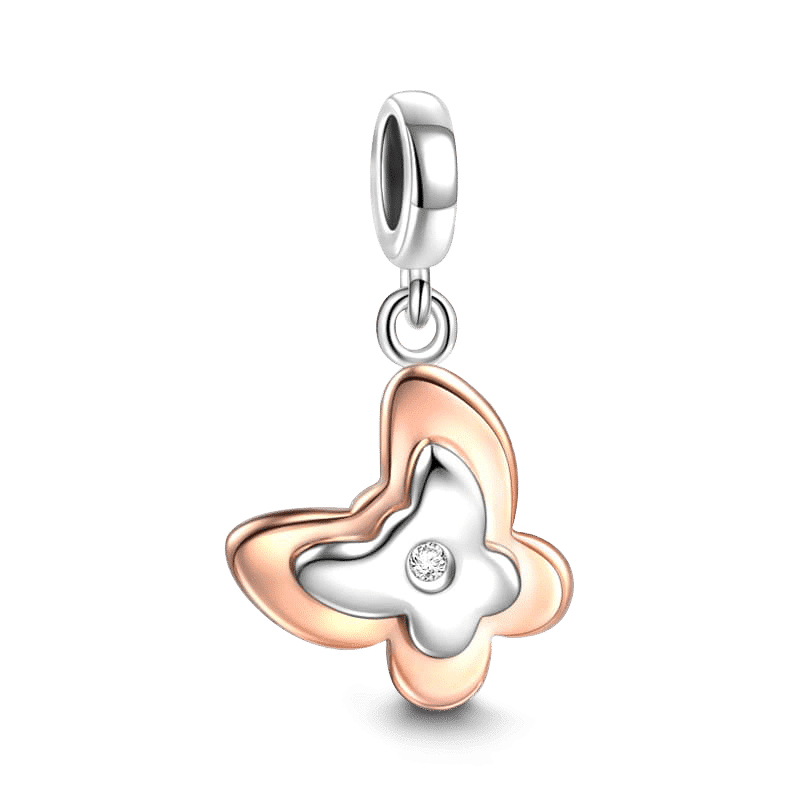 Butterfly Charm Rose Gold Plated Silver - soufeelus