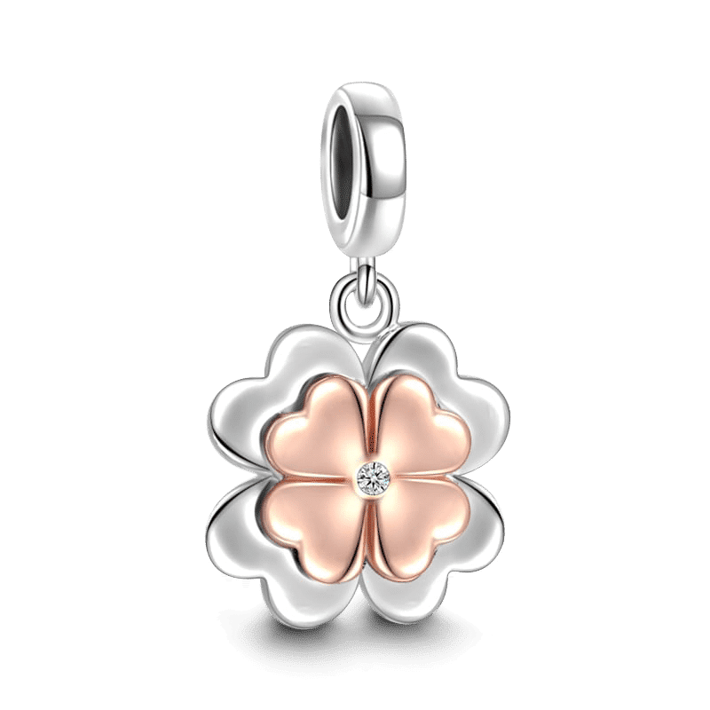 Four-Leaf Clover Charm Rose Gold Plated Silver - 