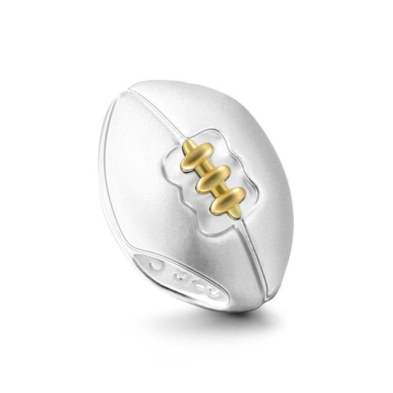 White Rugby Charm 14k Gold Plated Silver - soufeelus