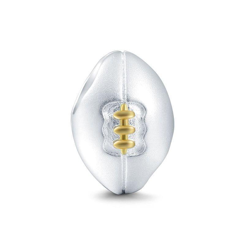 White Rugby Charm 14k Gold Plated Silver - soufeelus