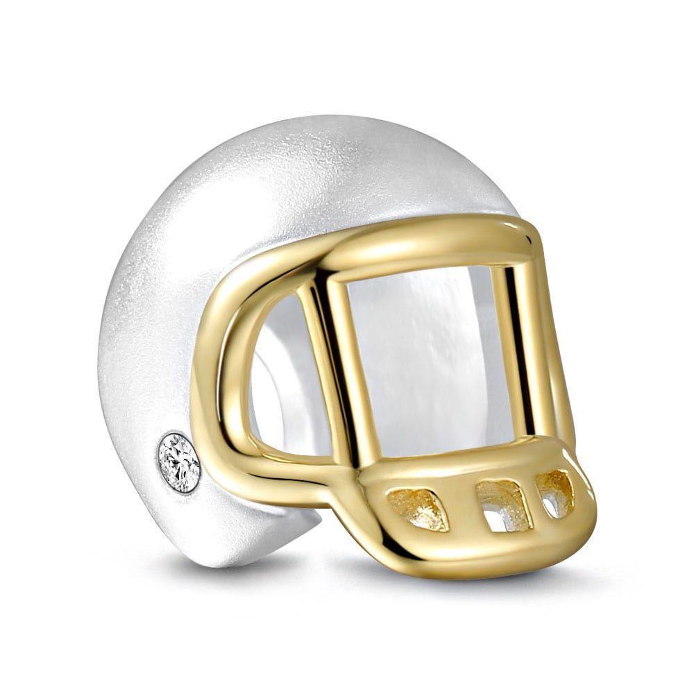 Football Cap Charm 14k Gold Plated Silver - 