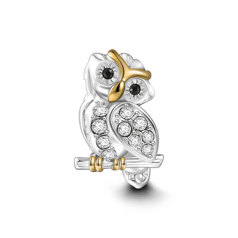 Wise Owl Charm 18k Gold Plated Silver -