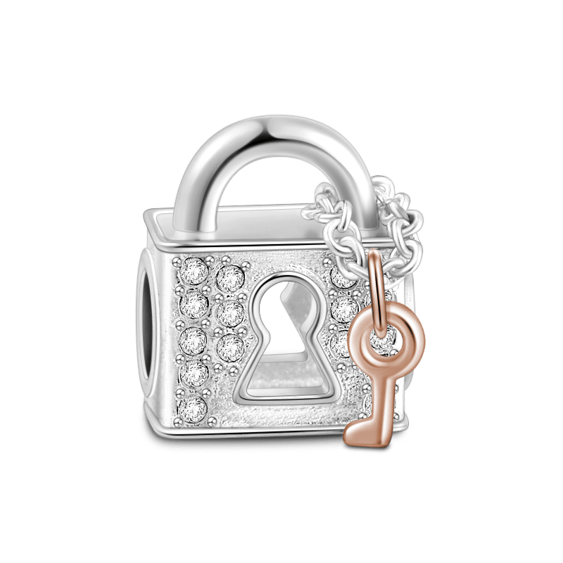 Lock of Love Charm Rose Gold Plated Silver - soufeelus