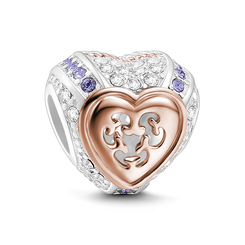 Hollow Heart Charm Rose Gold Plated Silver - 