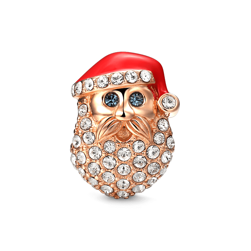 Santa Claus with a Beard Charm Rose Gold Plated Silver - soufeelus