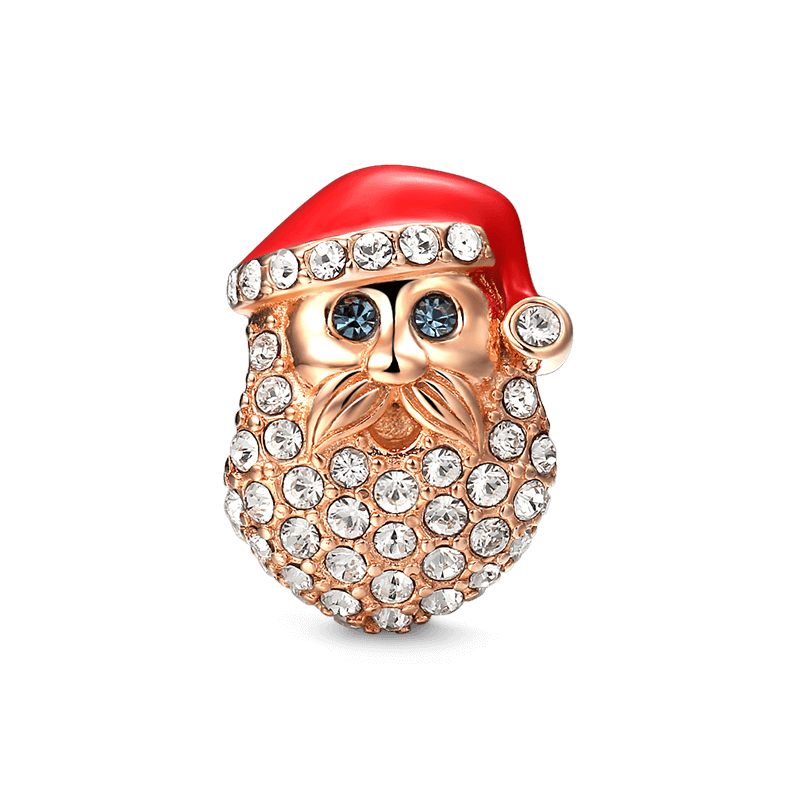 Santa Claus with a Beard Charm Rose Gold Plated Silver - 