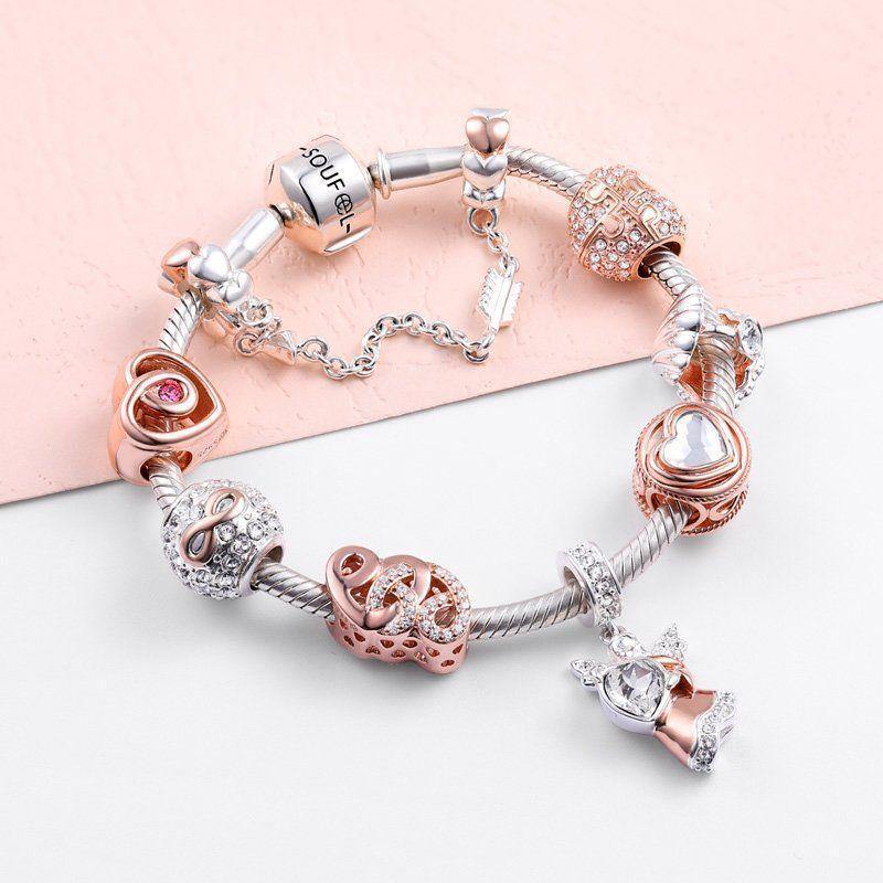 Love Each Other Charm Rose Gold Plated Silver - soufeelus
