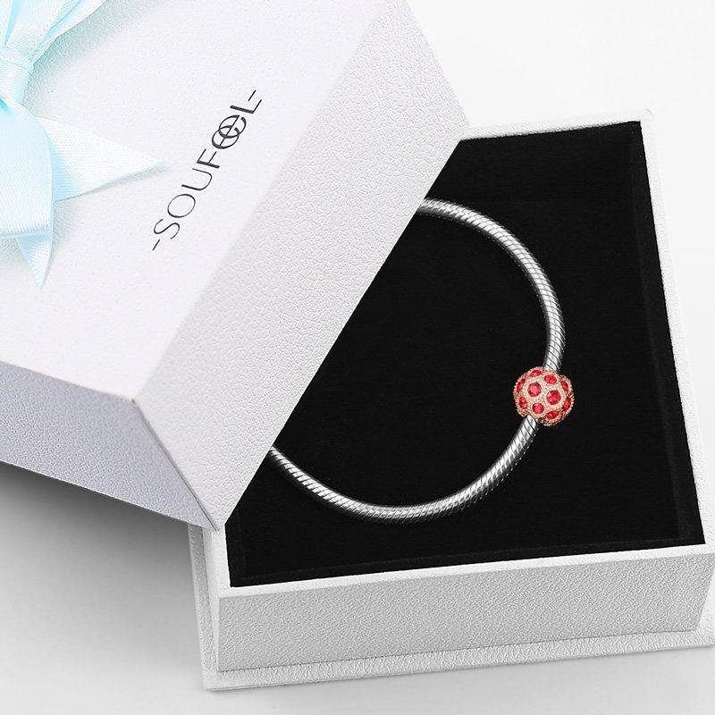 Red Crystal Charm Rose Gold Plated Silver - soufeelus