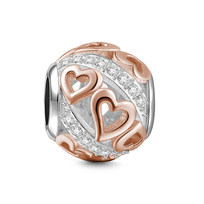 Heart to Heart Charm Rose Gold Plated Silver - soufeelus