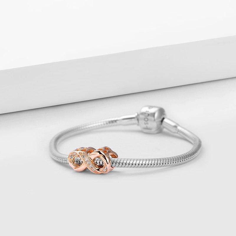 Hollow Infinity Love Charm Rose Gold Plated Silver - soufeelus