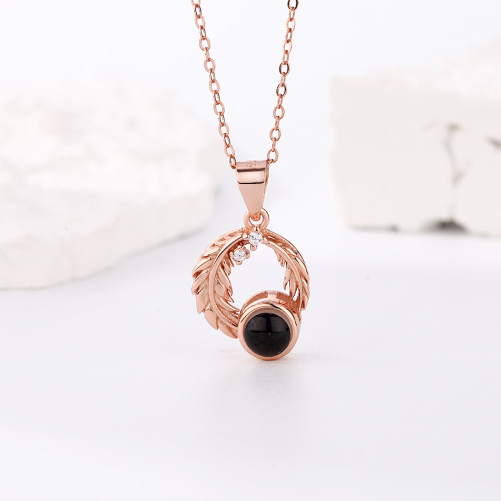 Custom Projection Necklace Leaves Photo Necklace Gift for Couples - soufeelmy