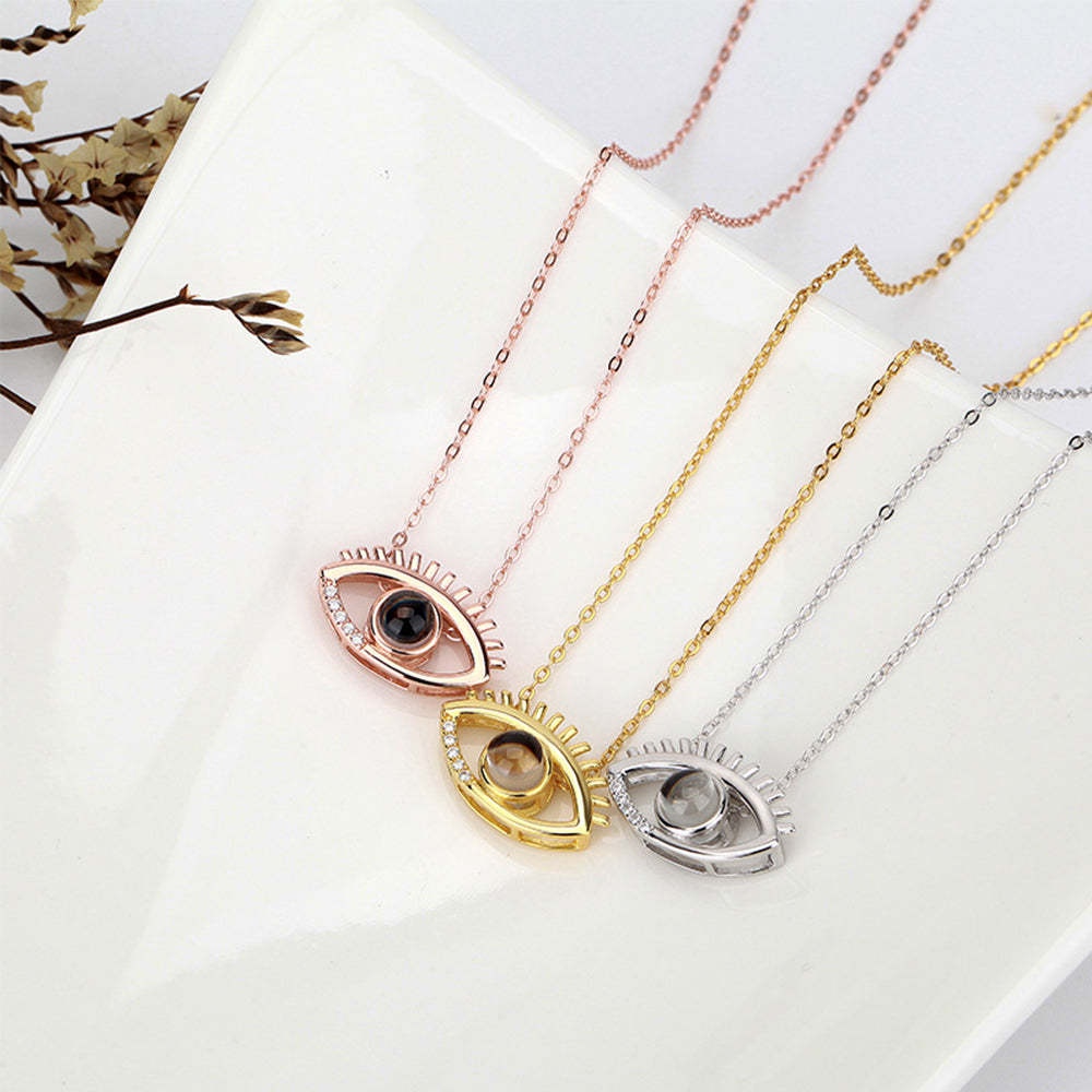 Custom Projection Necklace Love Eye Shape Photo Necklace Gift for Her - soufeelmy