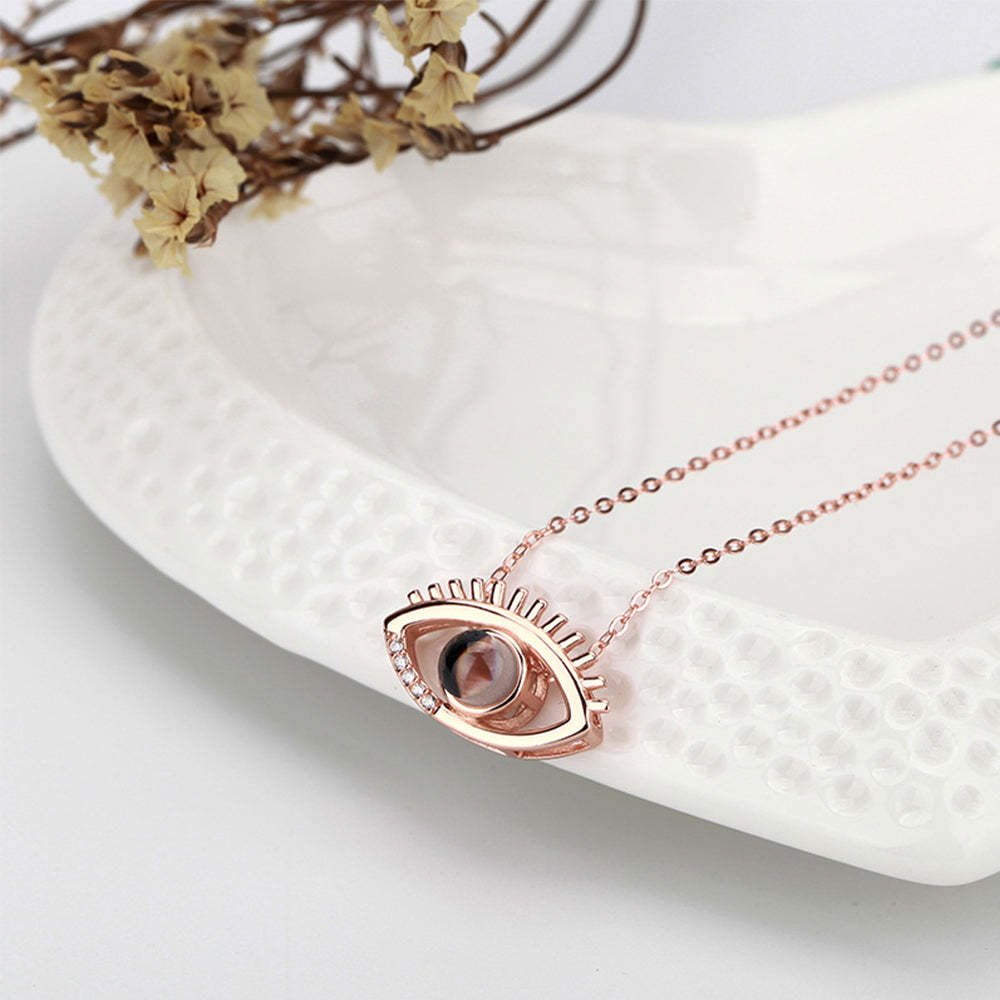 Custom Projection Necklace Love Eye Shape Photo Necklace Gift for Her - soufeelmy