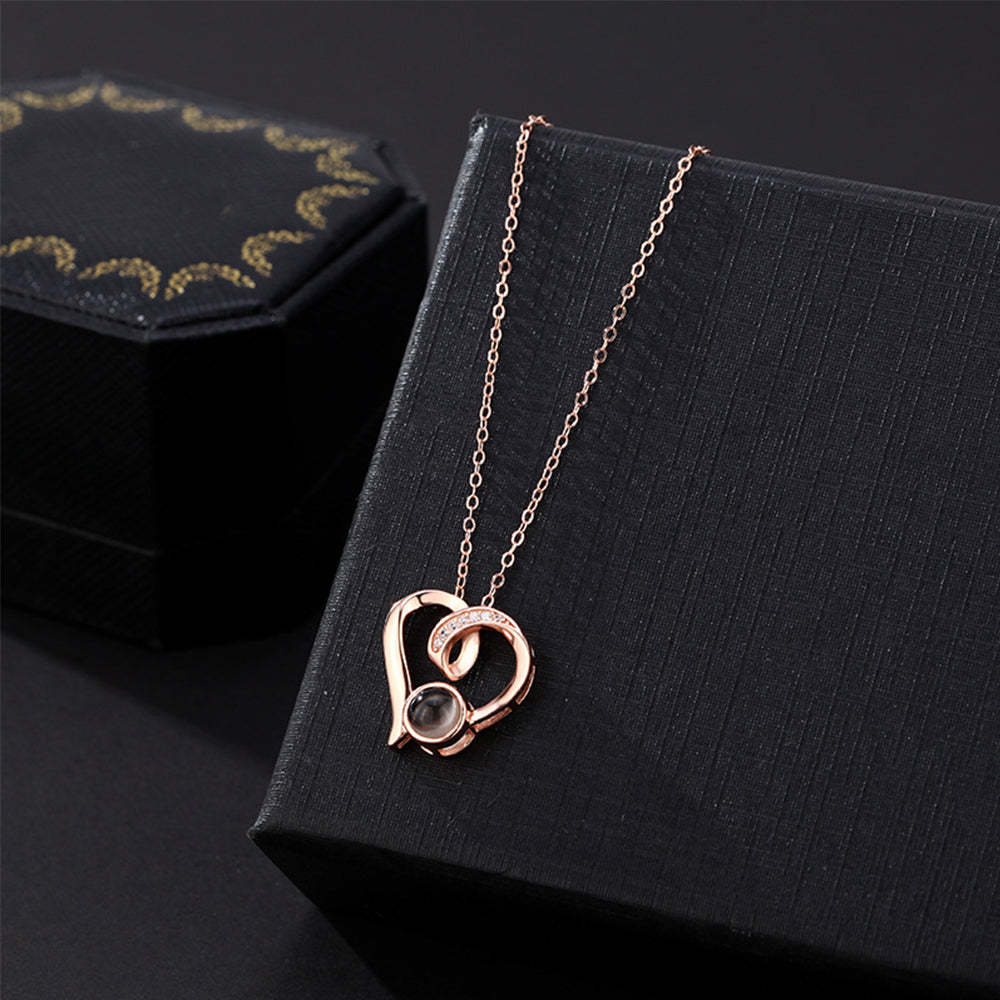 Custom Projection Necklace Ribbon Design Heart Shaape Photo Necklace Gift for Her - soufeelmy