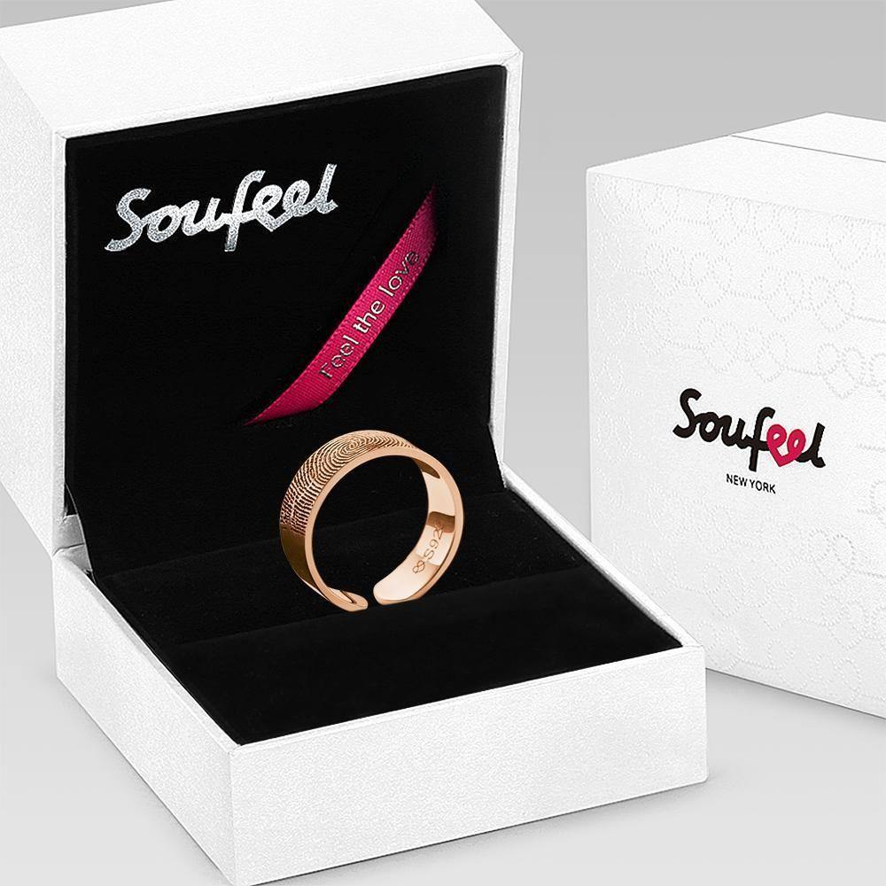 Engraved Ring Fingerprint Ring for Men's Unique Gifts Rose Gold Plated - soufeelus