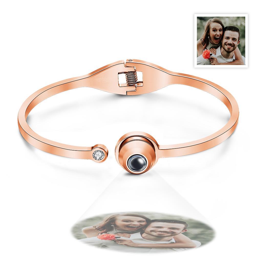 Custom Photo Projection White Rhinestone Bracelet Personalized Adjustable Bracelet Gifts For Her - soufeelmy