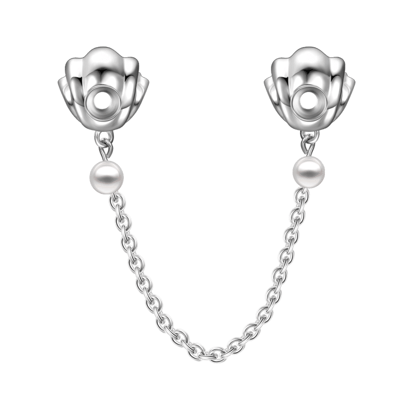 Opulent Pearl Charm Safety Chain Silver - soufeelus
