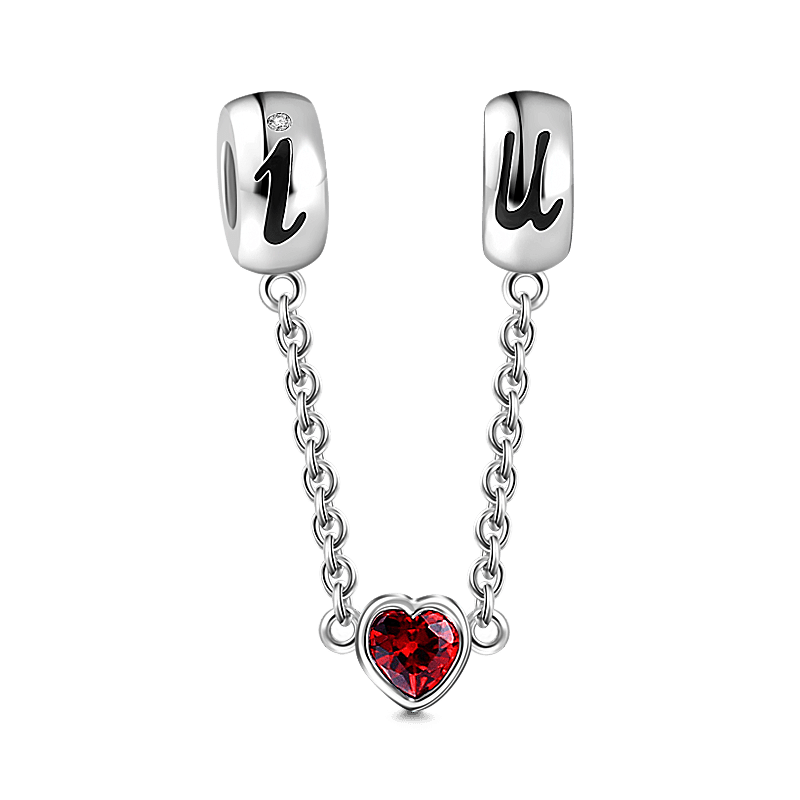 I Love You Charm Safety Chain Silver - 