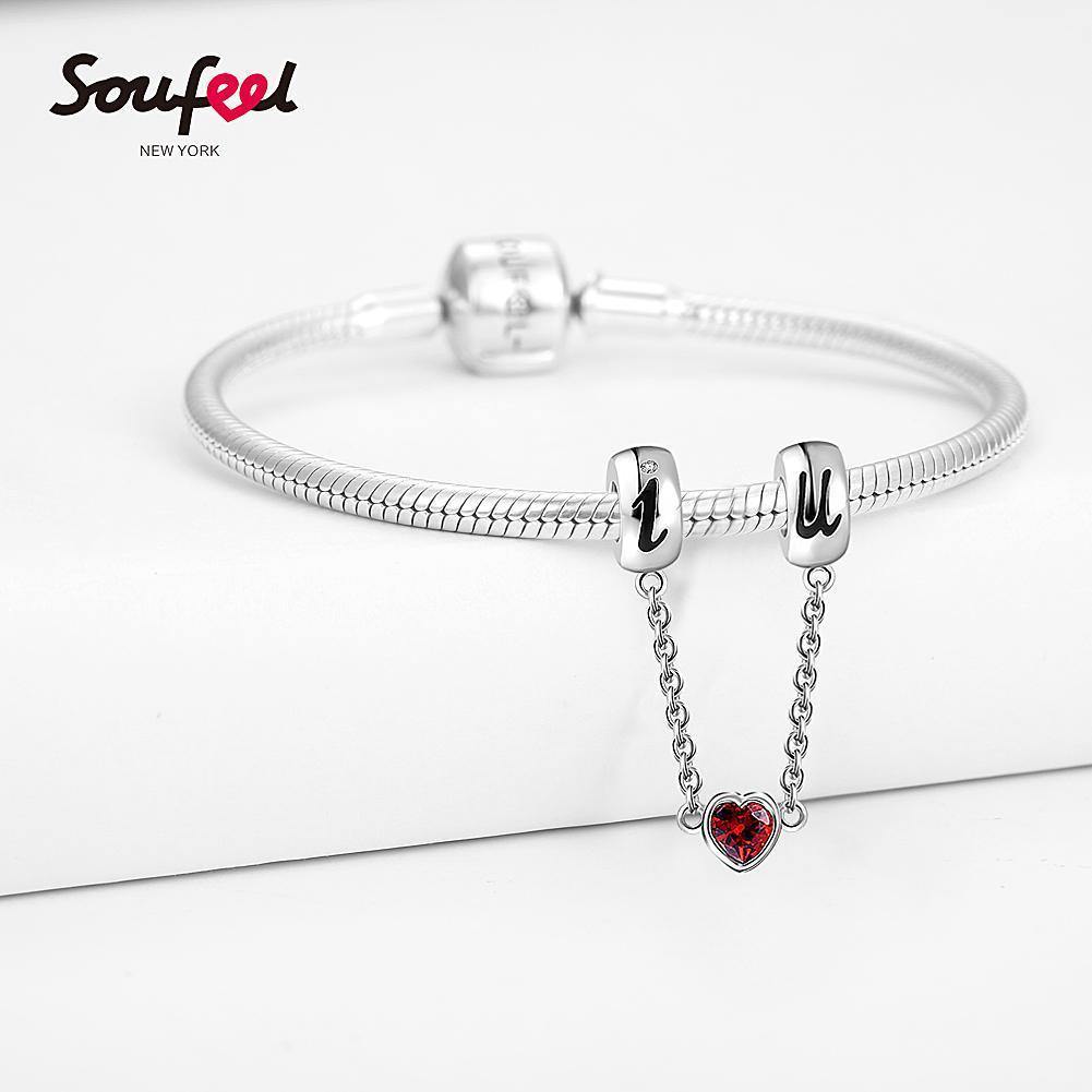 I Love You Charm Safety Chain Silver - soufeelus