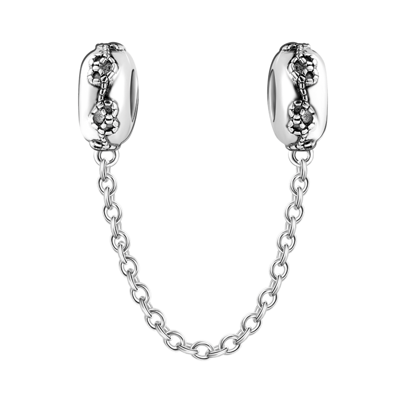 Heart to Heart Charm Safety Chain Silver - soufeelus