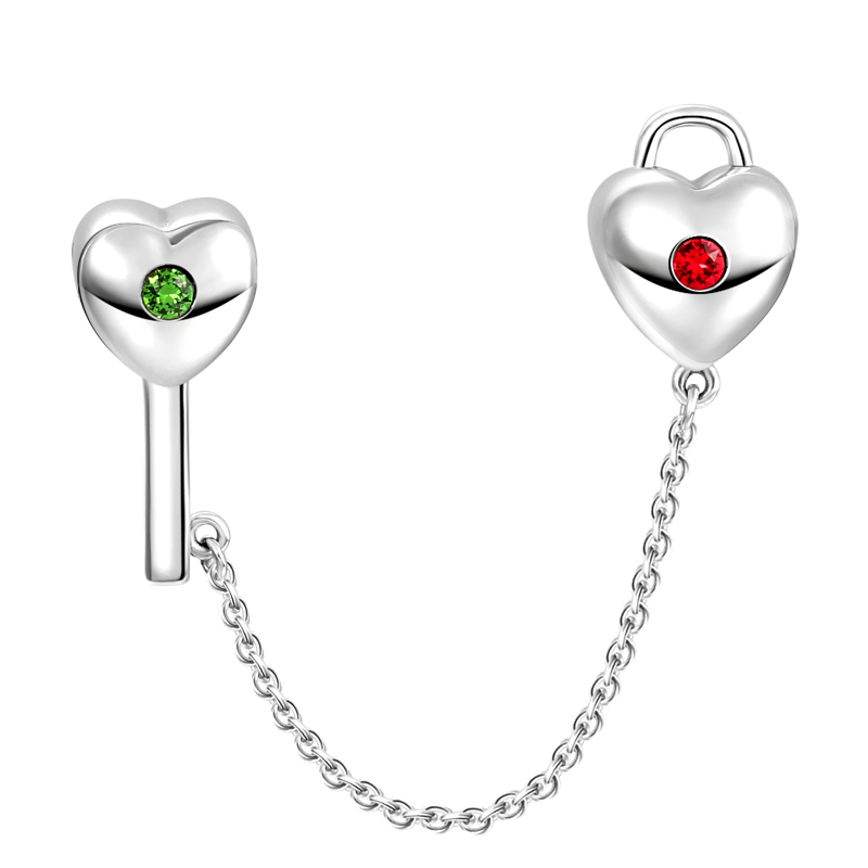 Key to the Lock of Your Heart Charm Safety Chain Silver - soufeelus
