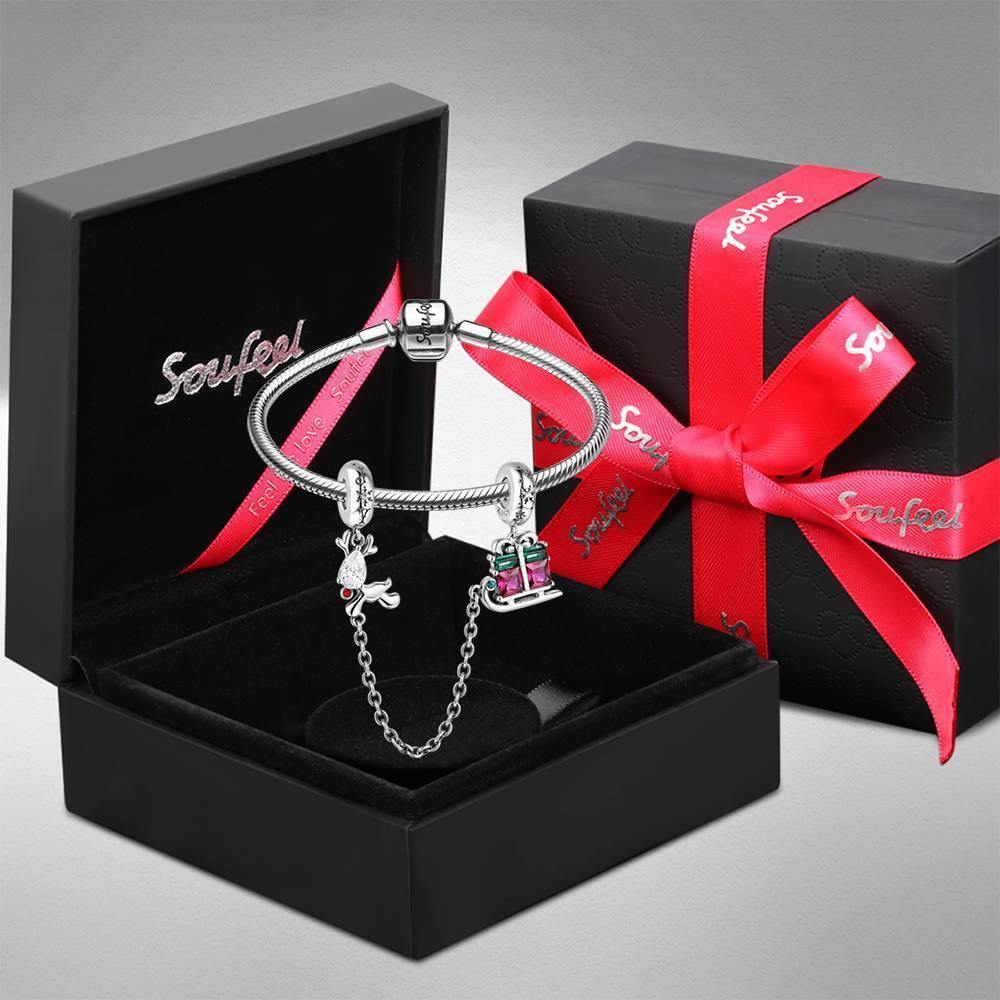 Safety Chain Charm Cute Deer with Your Gift Silver Christmas Gift - soufeelus