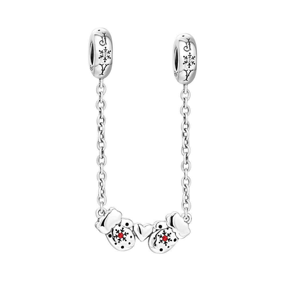 Gloves and A Heart Charm Christmas Gift Silver - soufeelus