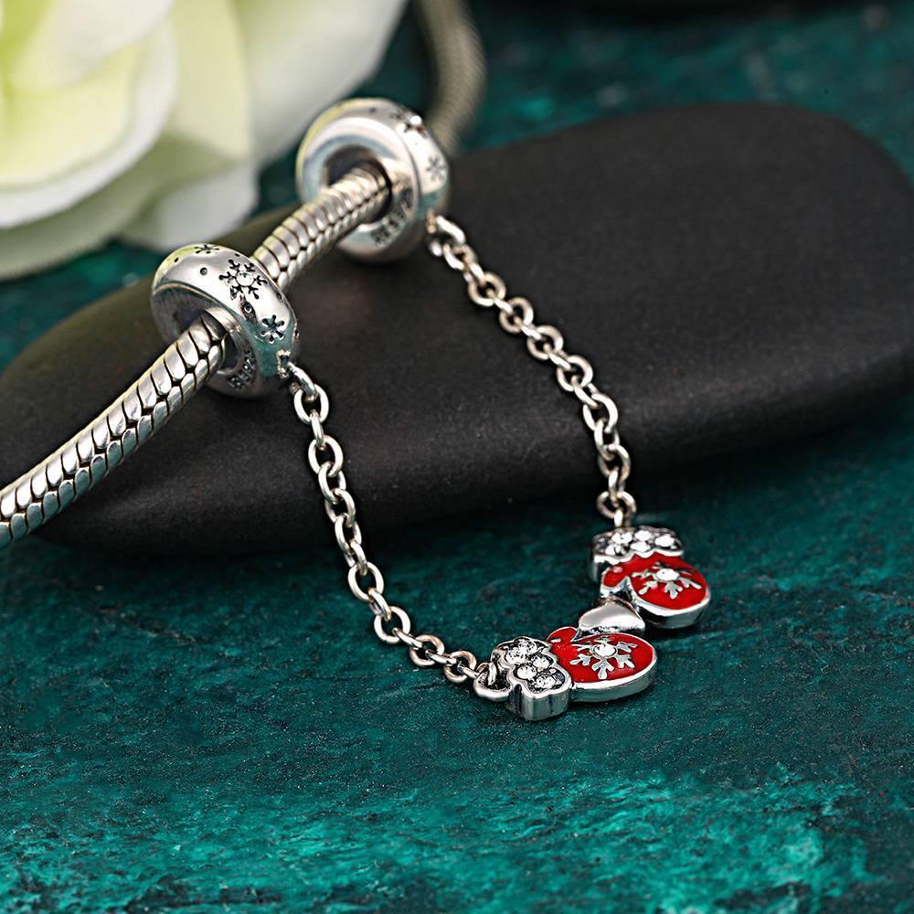 Gloves and A Heart Charm Christmas Gift Silver - soufeelus