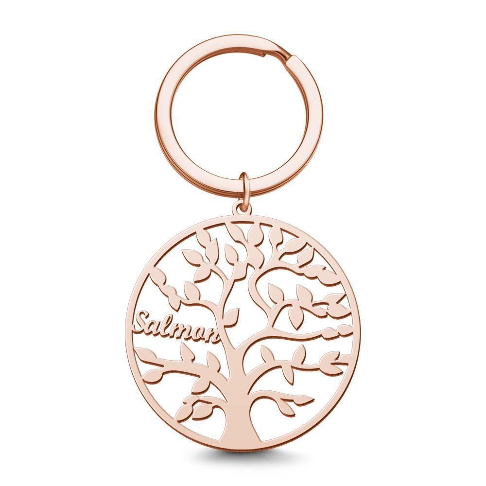 Name Keychain Family Tree Keychain Gifts for Grandma Memorial Gifts Rose Gold Plated 1-9 Names - 