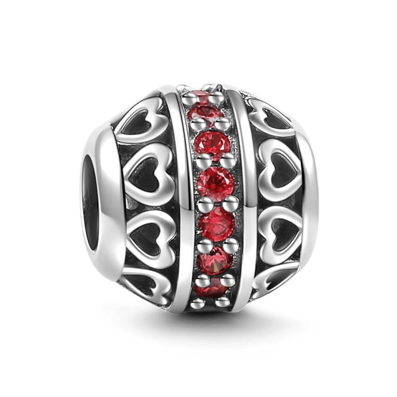 January Dark Red Birthstone Charm Silver - 