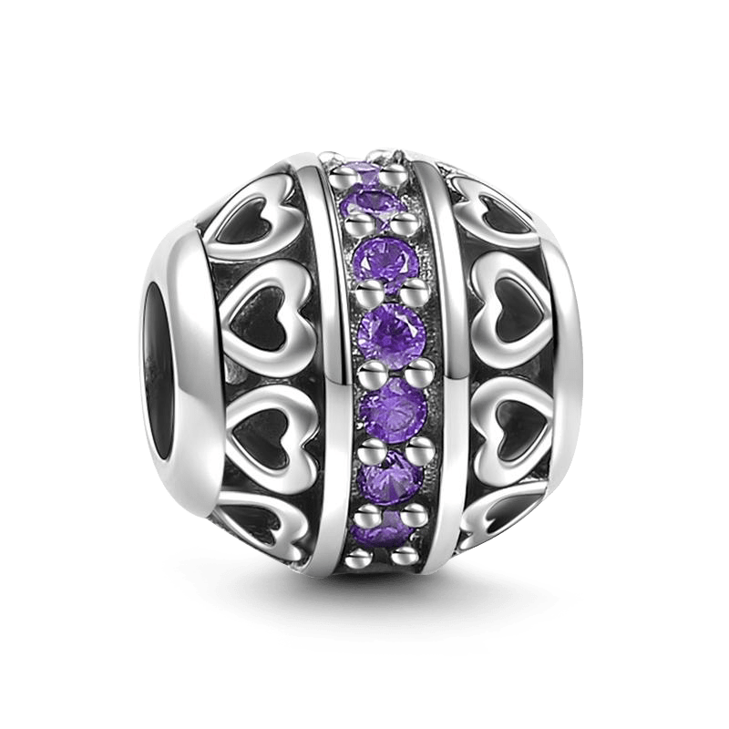 February Dark Purple Birthstone Charm Silver - soufeelus