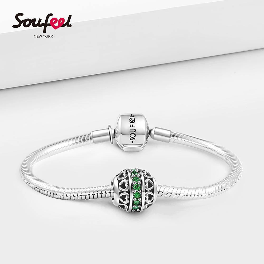 May Dark Green Birthstone Charm Silver - soufeelus