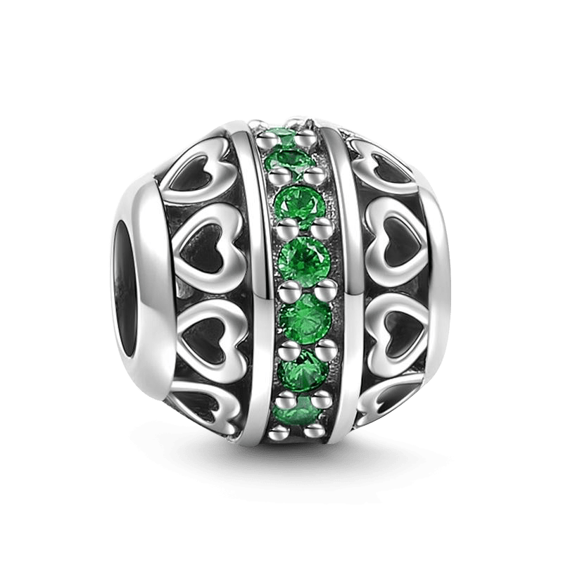 May Dark Green Birthstone Charm Silver - 