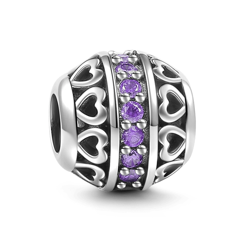 June Light Purple Birthstone Charm Silver - 