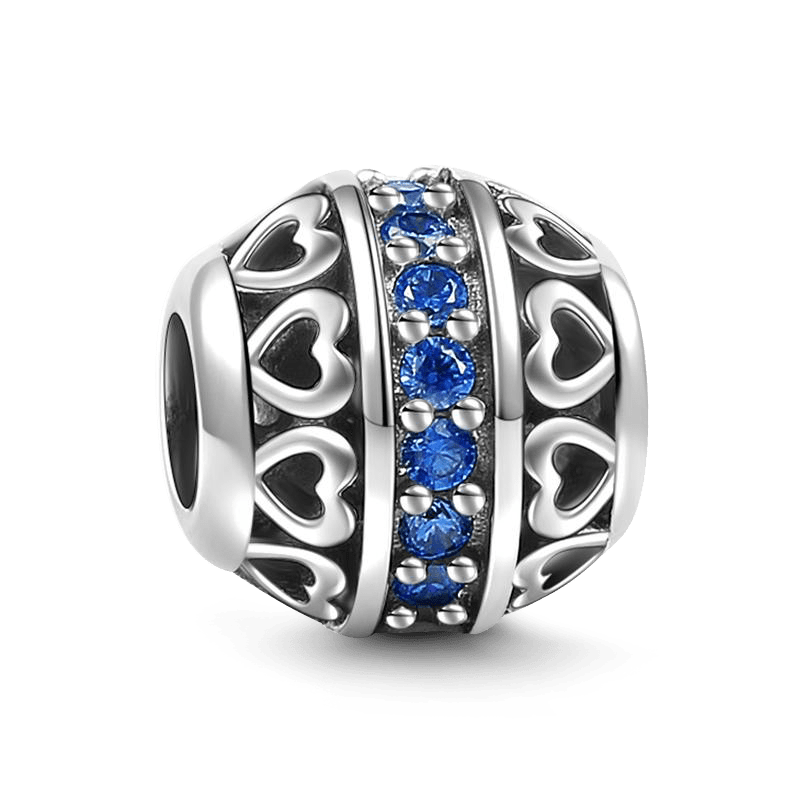 September Dark Blue Birthstone Charm Silver - 