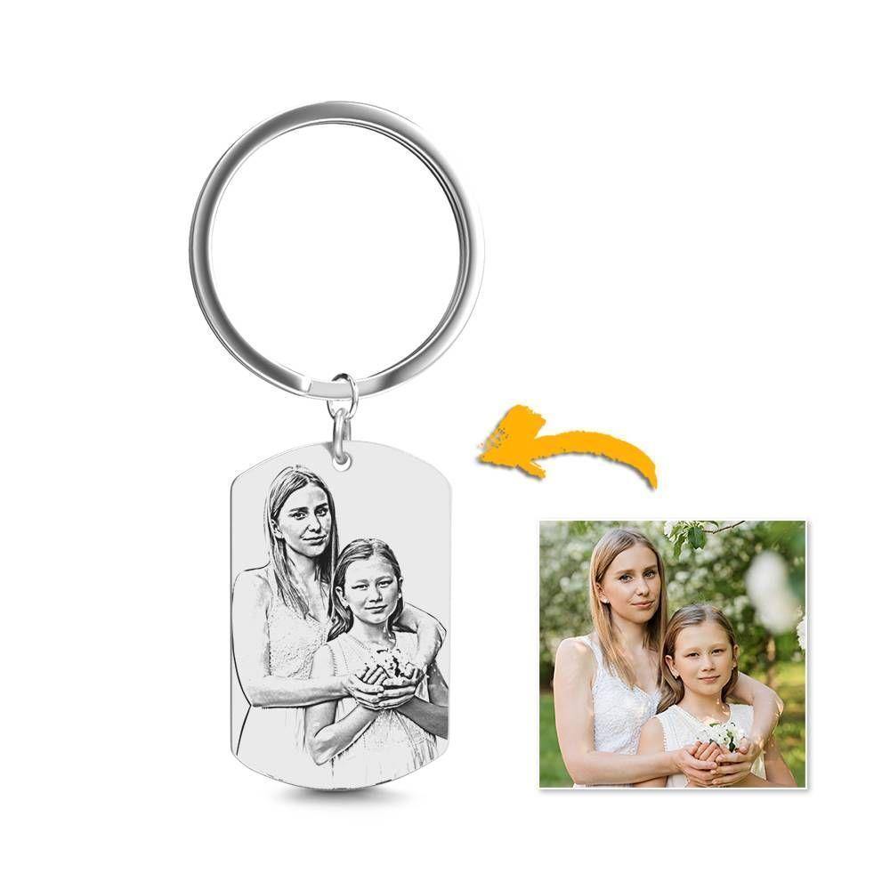 Photo Engraved Tag Key Chain Stainless Steel
