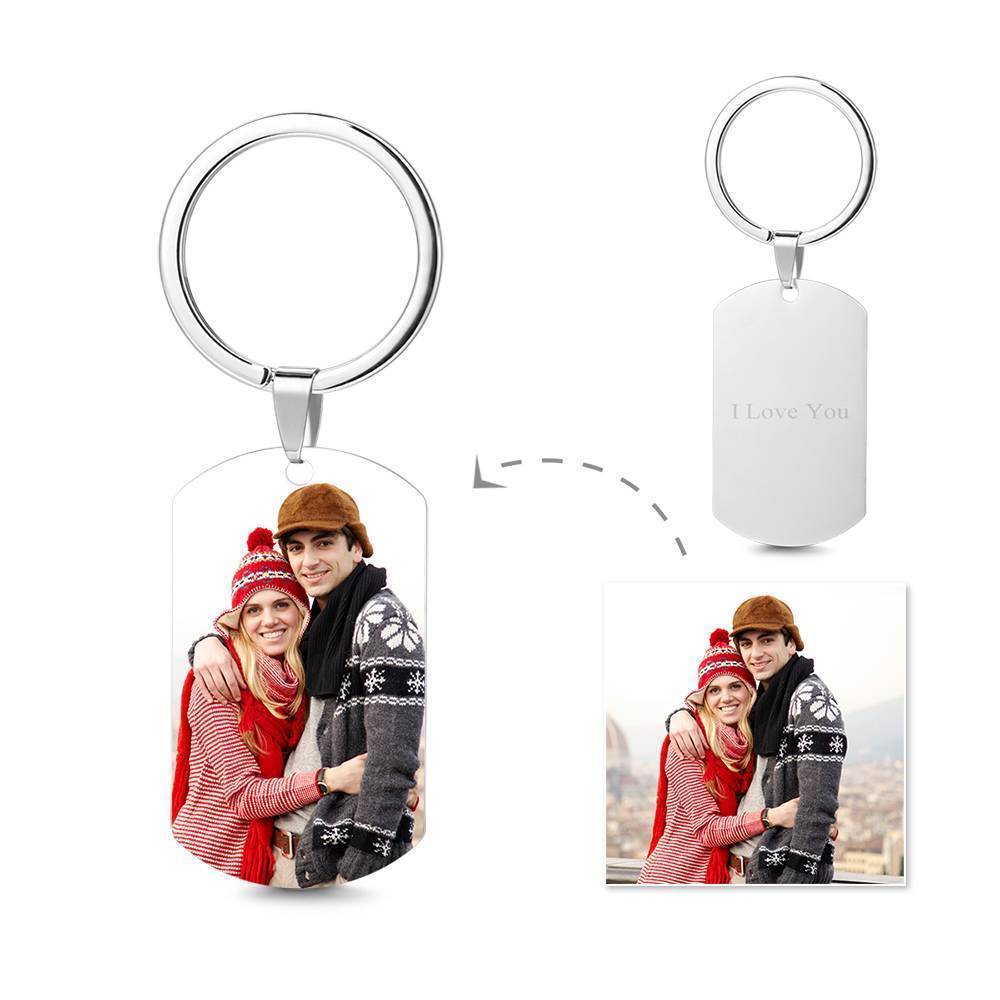 Photo Tag Key Chain With Engraving Stainless Steel -