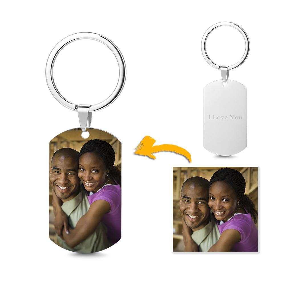 Photo Tag Key Chain With Engraving Stainless Steel -
