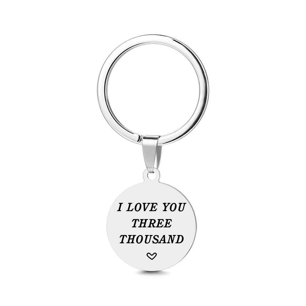 Custom Round Tag Photo Keychain I LOVE YOU THREE THOUSAND Father's Day Gifts