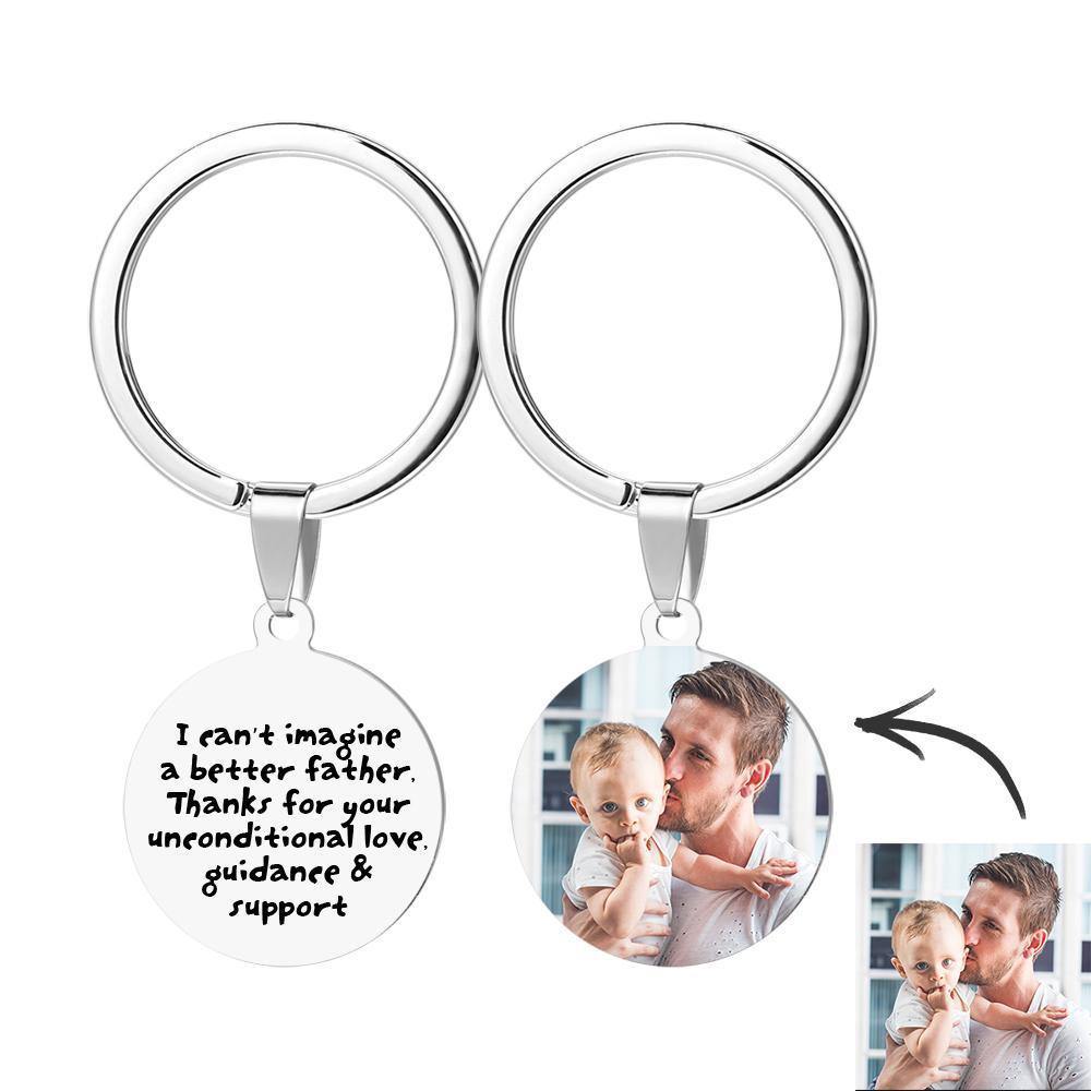Round Tag Photo Keychain Best Father Gifts for Father's Day Stainless Steel