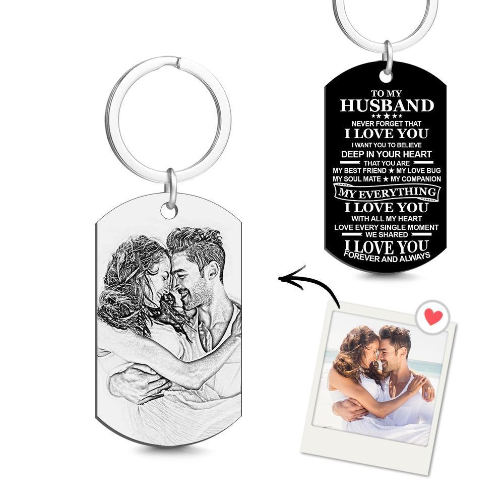 Photo Engraved Keychain To My Husband Keychain Gift for Husband Love Keychain Gift - 