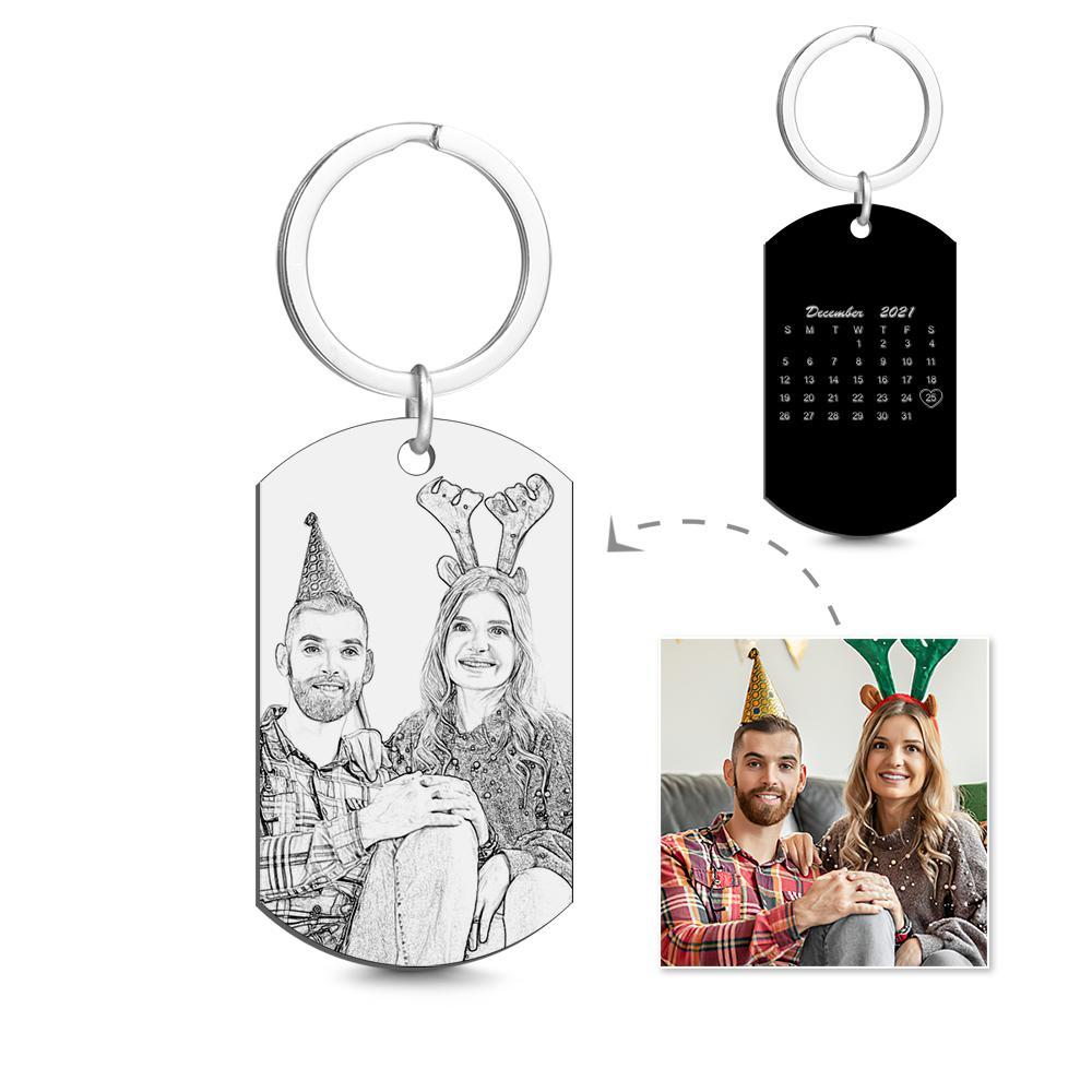 Custom Keychain Photo Calendar Keychain Tag Keychain Gifts - 