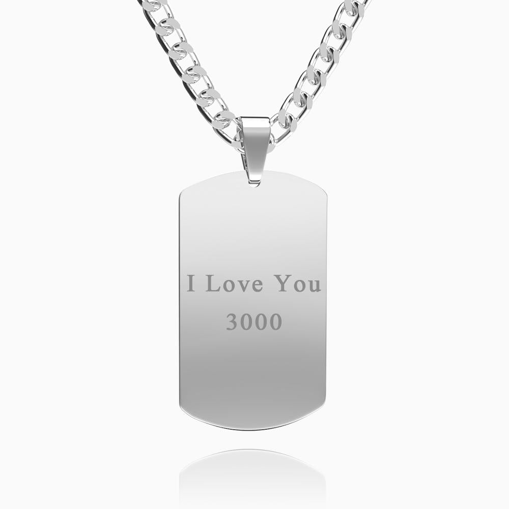 Men's Necklace Engraved Necklace Pesonalized Photo Necklace and Engrave Words I Love You 3000 Gifts for Father's Day - soufeelmy