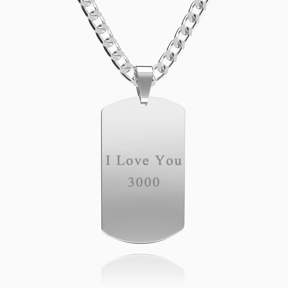 Men's Necklace Engraved Necklace Pesonalized Photo Necklace and Engrave Words I Love You 3000 Gifts for Father's Day - soufeelmy