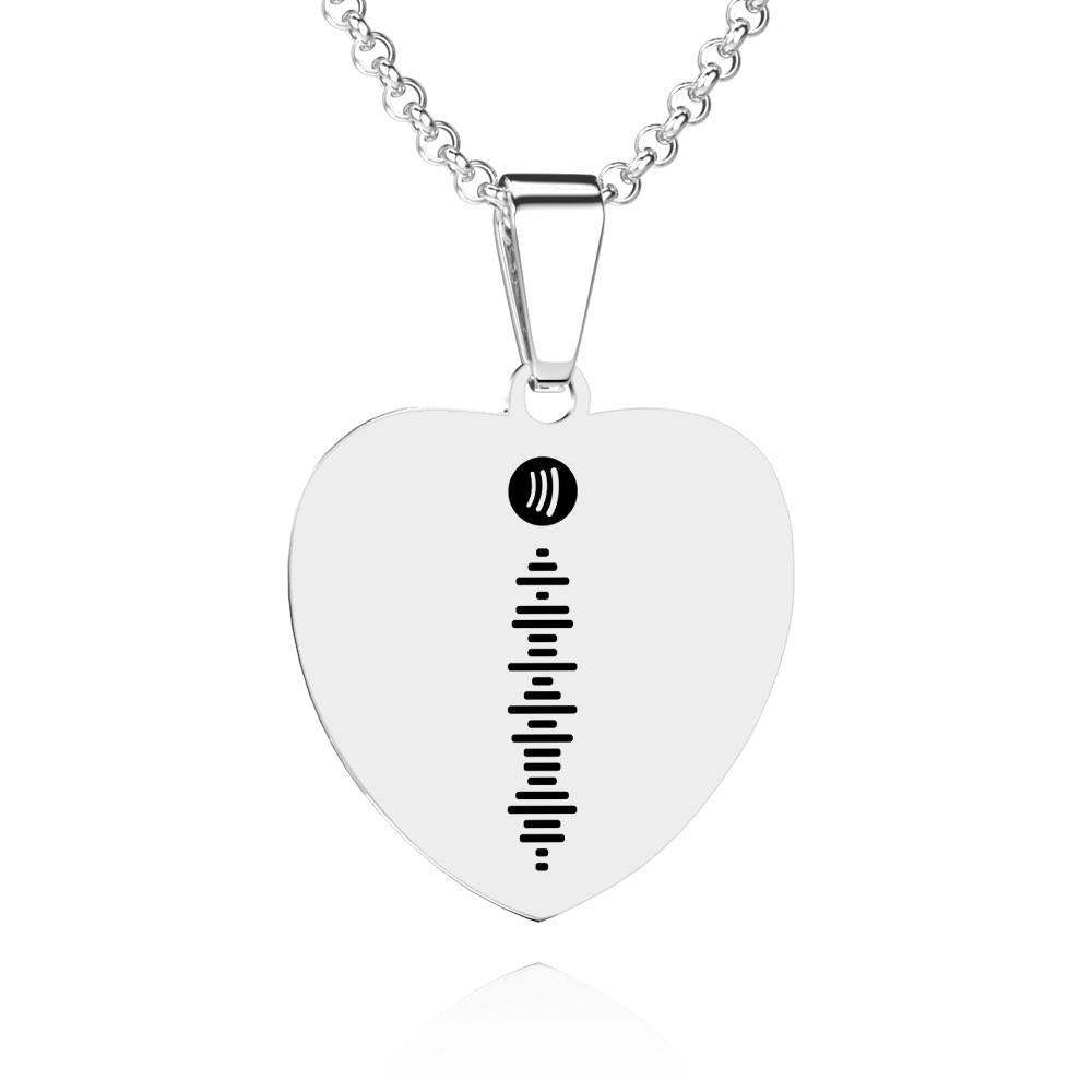 Scannable Spotify Code Necklace Engraved Heart Tag Necklace Custom Music Song Necklace Gifts for Her - 