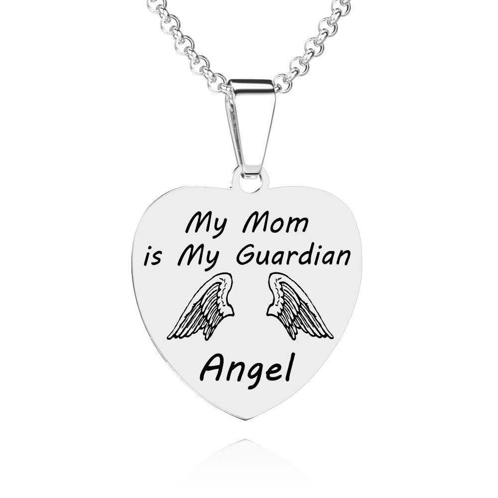 Photo Engraved Tag Necklace with Engraving Stainless Steel with Wings Gifts for Mother's Day - soufeelus