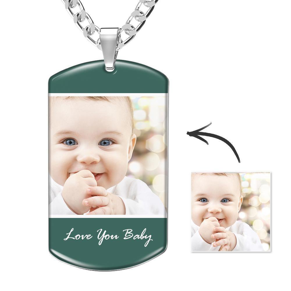 Photo Engraved Tag Necklace with Engraving Colorful Effect - soufeelus