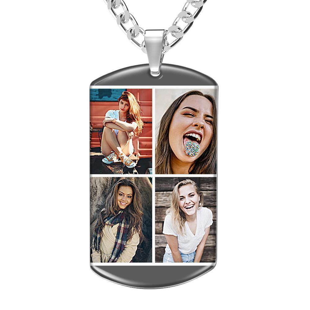 Photo Tag Necklace Three Pictures Colorful Effect Grey - soufeelus