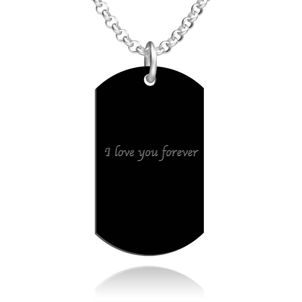 Men S Photo Engraved Tag Necklace With Engraving Black -