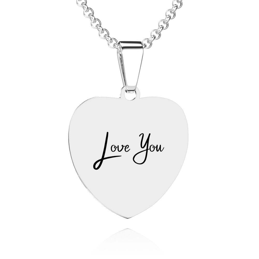 Custom Line Art Photo Engraved Necklace Stainless Steel Round Gift for Her - soufeelmy